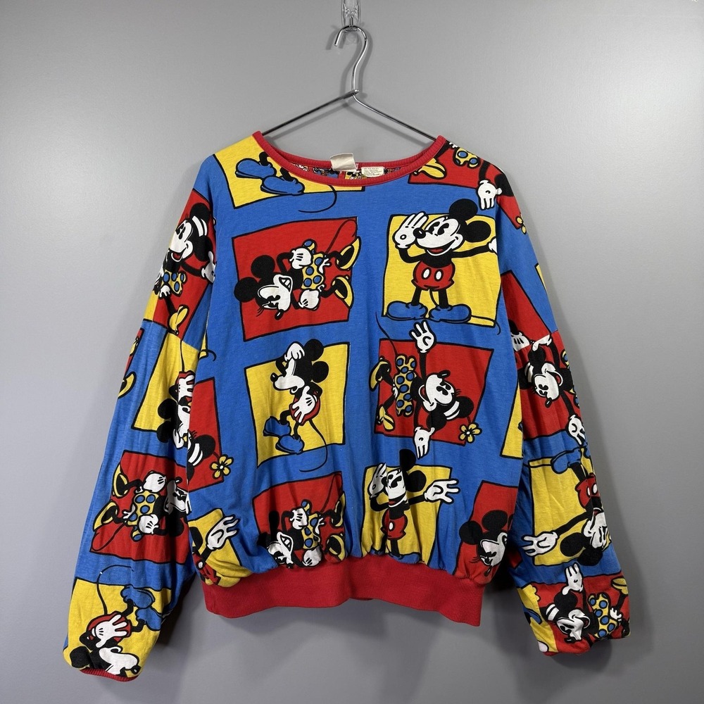 Vintage Mickey & Co Sweatshirt Womens One Size Multi Mickey Mouse Reversible 80s